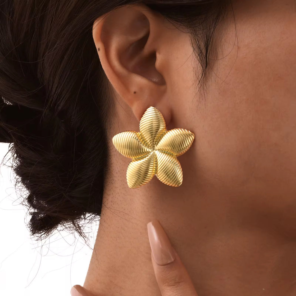 Gold coated flower earrings