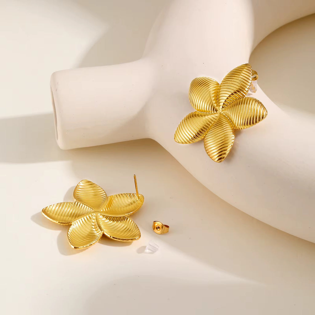 Gold coated flower earrings