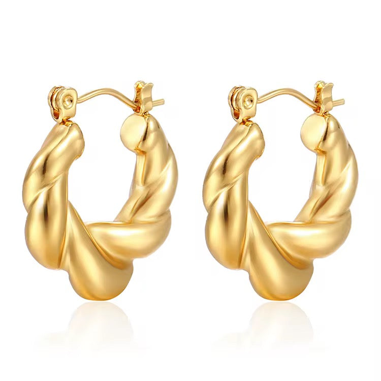 Twisted Round Gold Earrings