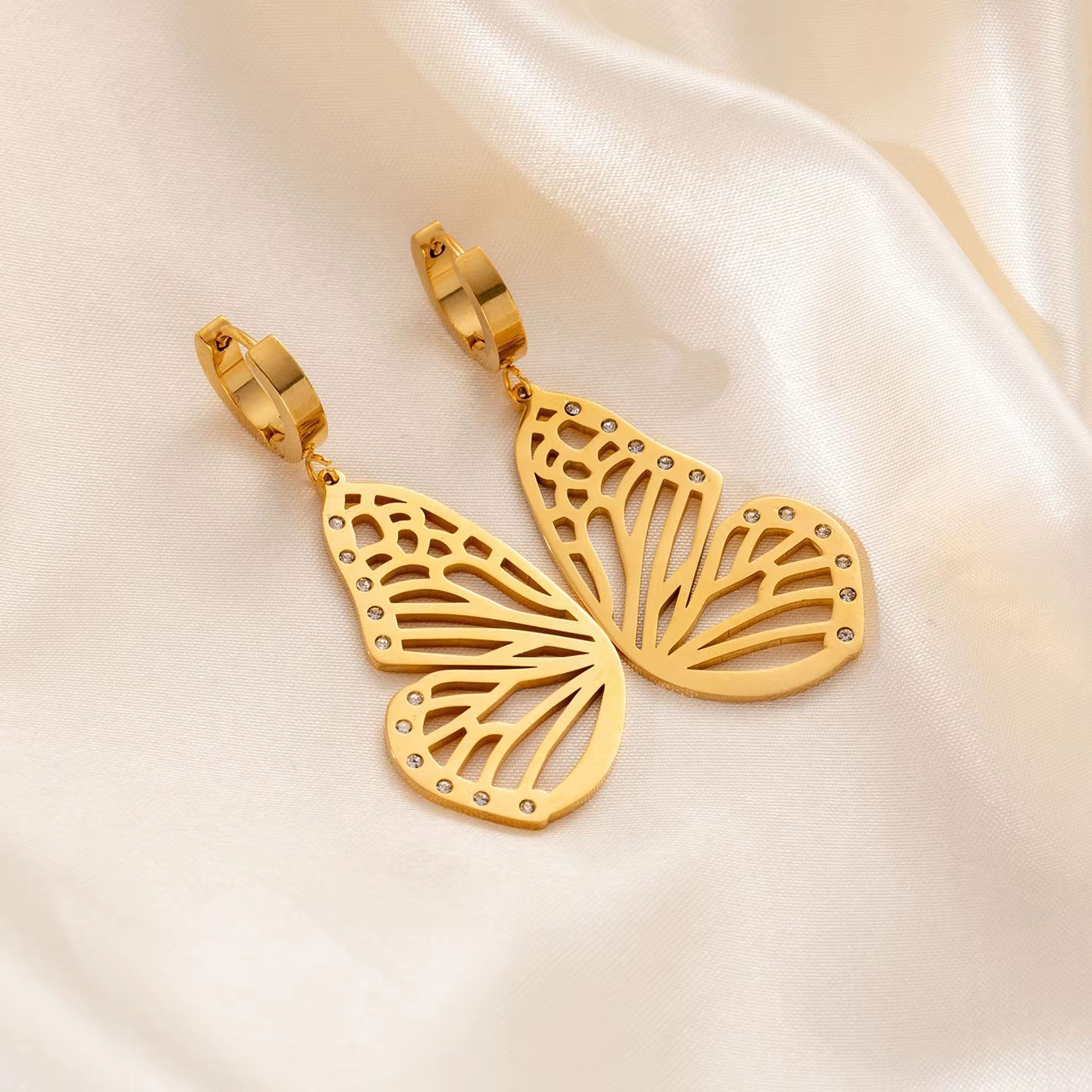 Gold butterfly earrings