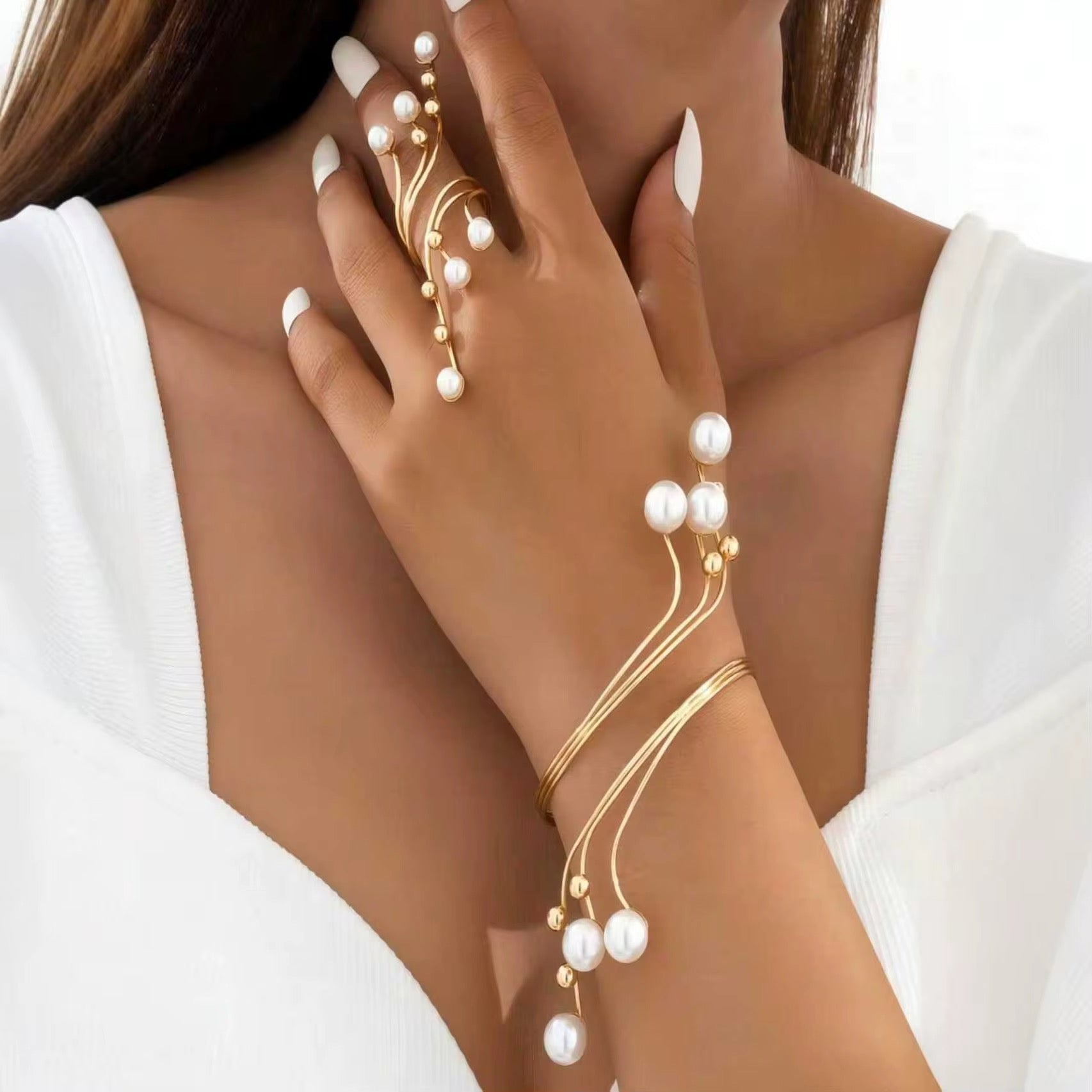 White and Gold Bracelet set